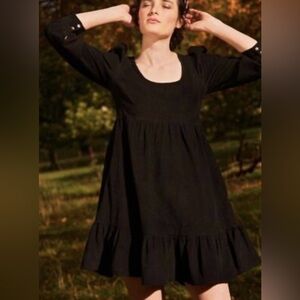 Pink City Prints Black Corduroy Tiered Dress Size Medium